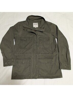 Madewell Women's Green Military Utility Jacket Full Zip 4-Pocket XXS